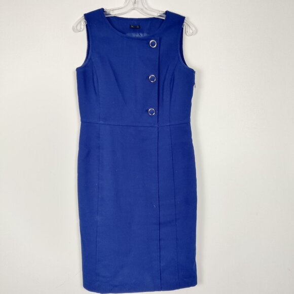Talbots Women's Bodycon Wool Midi Dress Size 8 Blue Business Casual Old Money - Picture 1 of 9